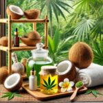 A Picture of a tropical spa filled with everything to make cannabis coconut oil recipe