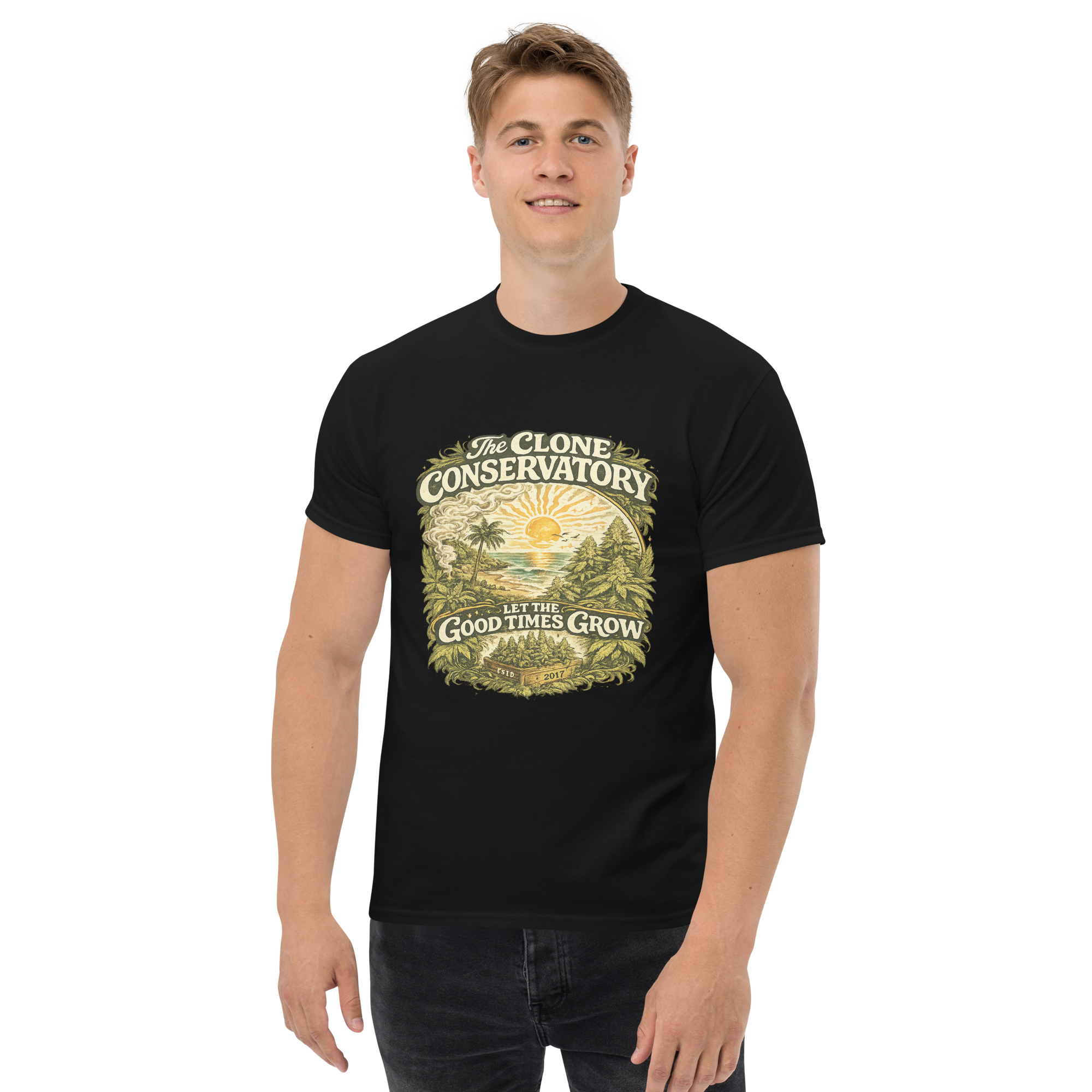 Unisex crew neck tee with Let the Good Times Roll design